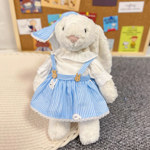 Blueberry Stripe Skirt Set – Wood Button & Striped Style (for Bashful Bunny Medium)
